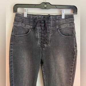 We The Free Black High Rise Lace-Up Jeans